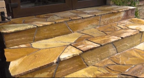 Плитняк златолит жёлтый золотистый для отмостки купить в Зеленодольске